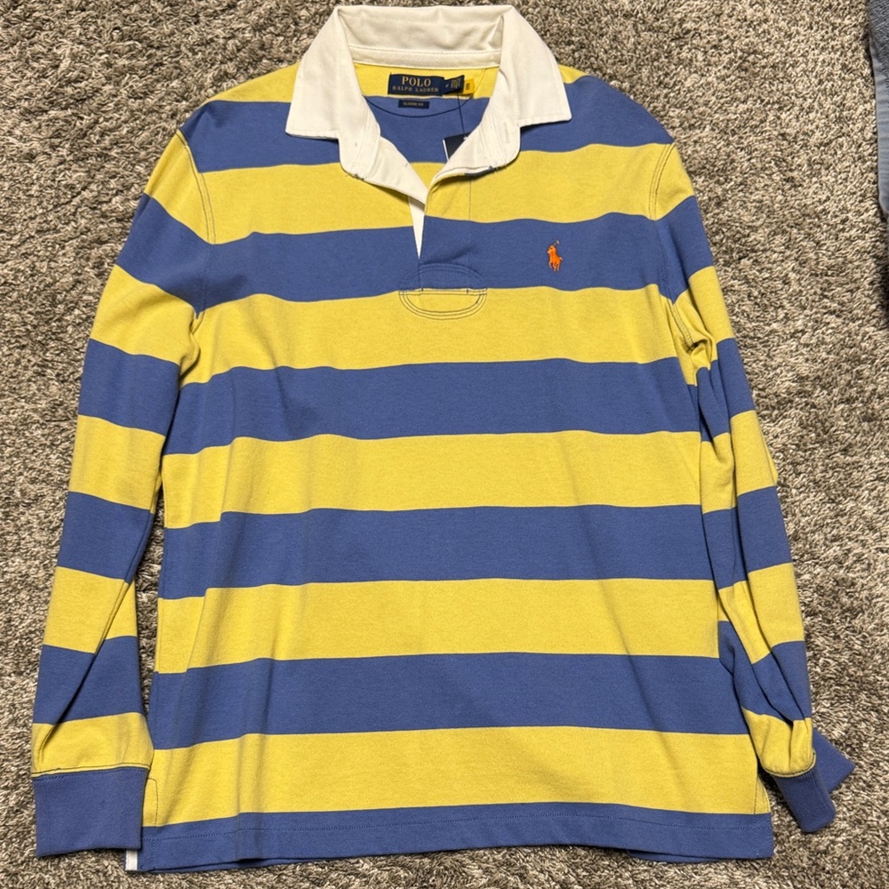 Ralph Lauren Classic Fit Yellow and Blue Rugby Shirt
